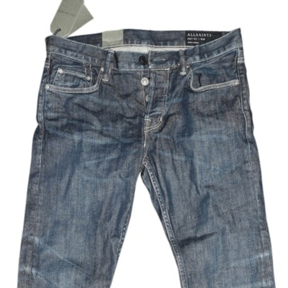 AllSaints Mens Indigo Straight Leg Jeans W30